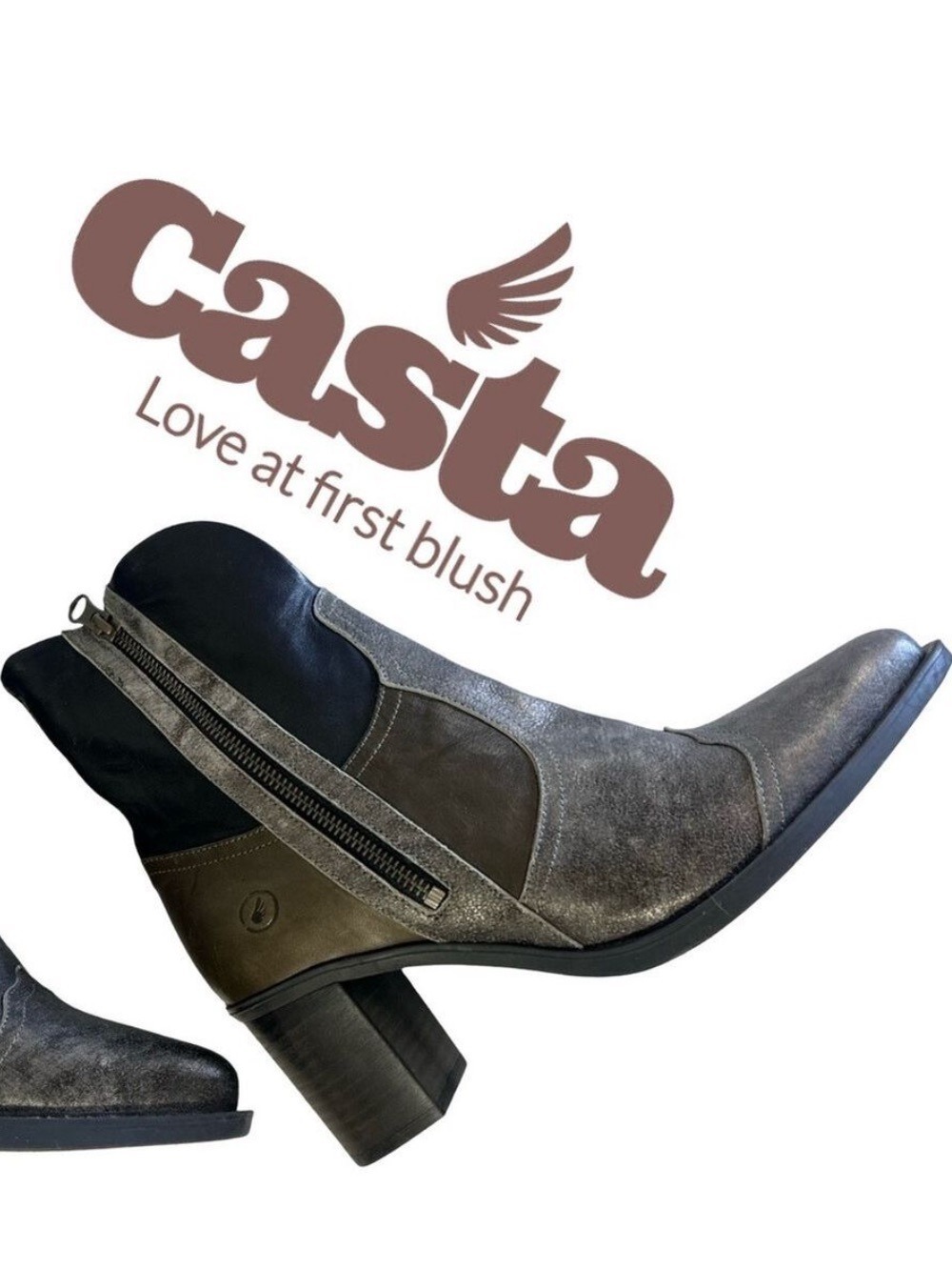 Casta “Love at First Blush” Metallic Two-Tone Leather Boots 40 (US 9) NWOB $295
